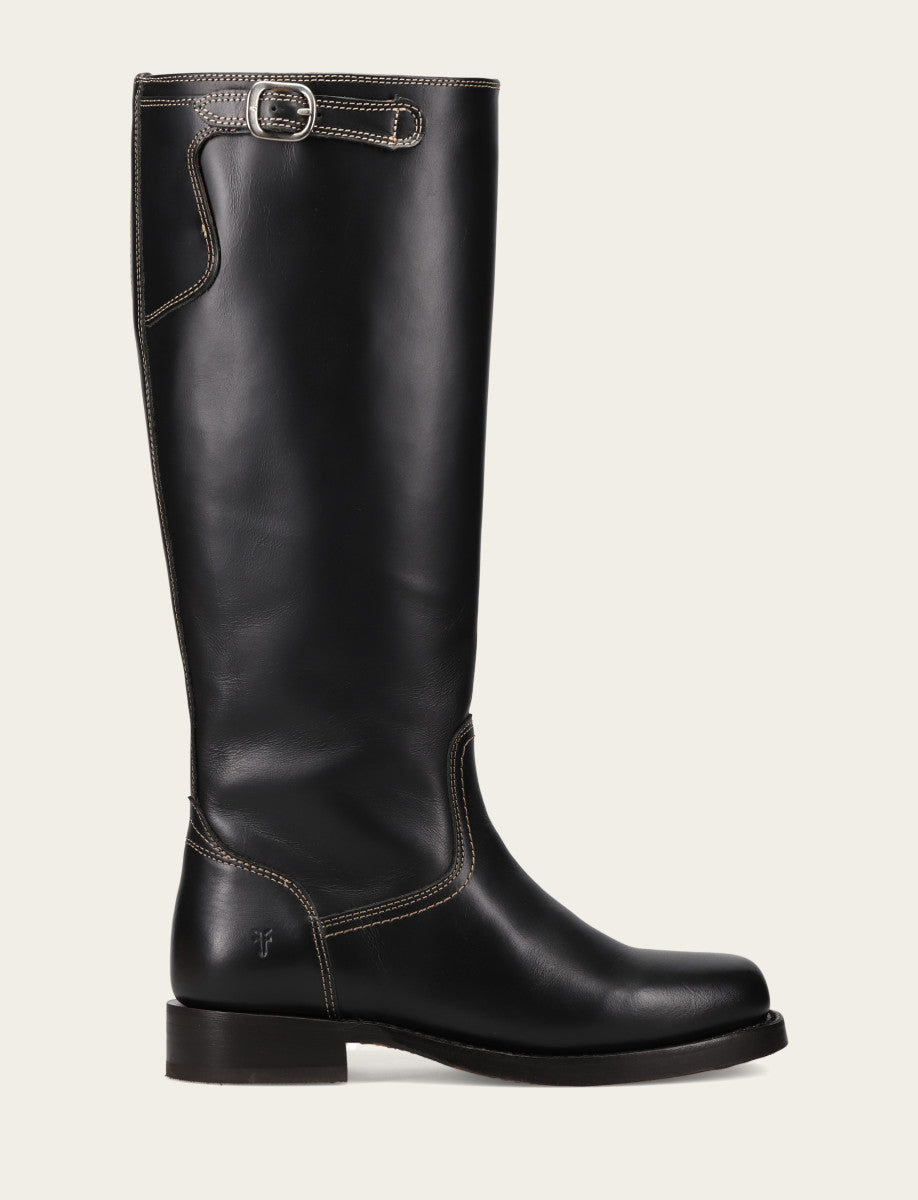 Women's Black Campus Low Heel Tall Riding Boot Frye