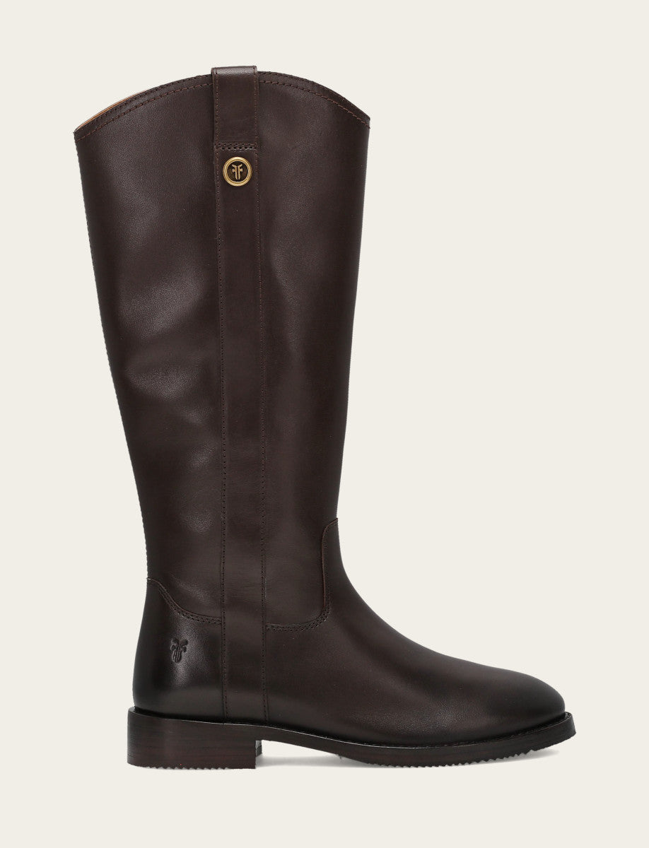 Women's Dark Brown Melissa Button Tall Inside Zip Wide Calf Boot Frye Sale