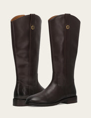 Women's Dark Brown Melissa Button Tall Inside Zip Wide Calf Boot Frye Sale