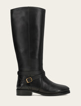 Women's Black Melissa Belted Riding Wide Calf Boot Frye us