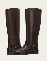 Women's Dark Brown Melissa Belted Riding Wide Calf Boot Frye USA