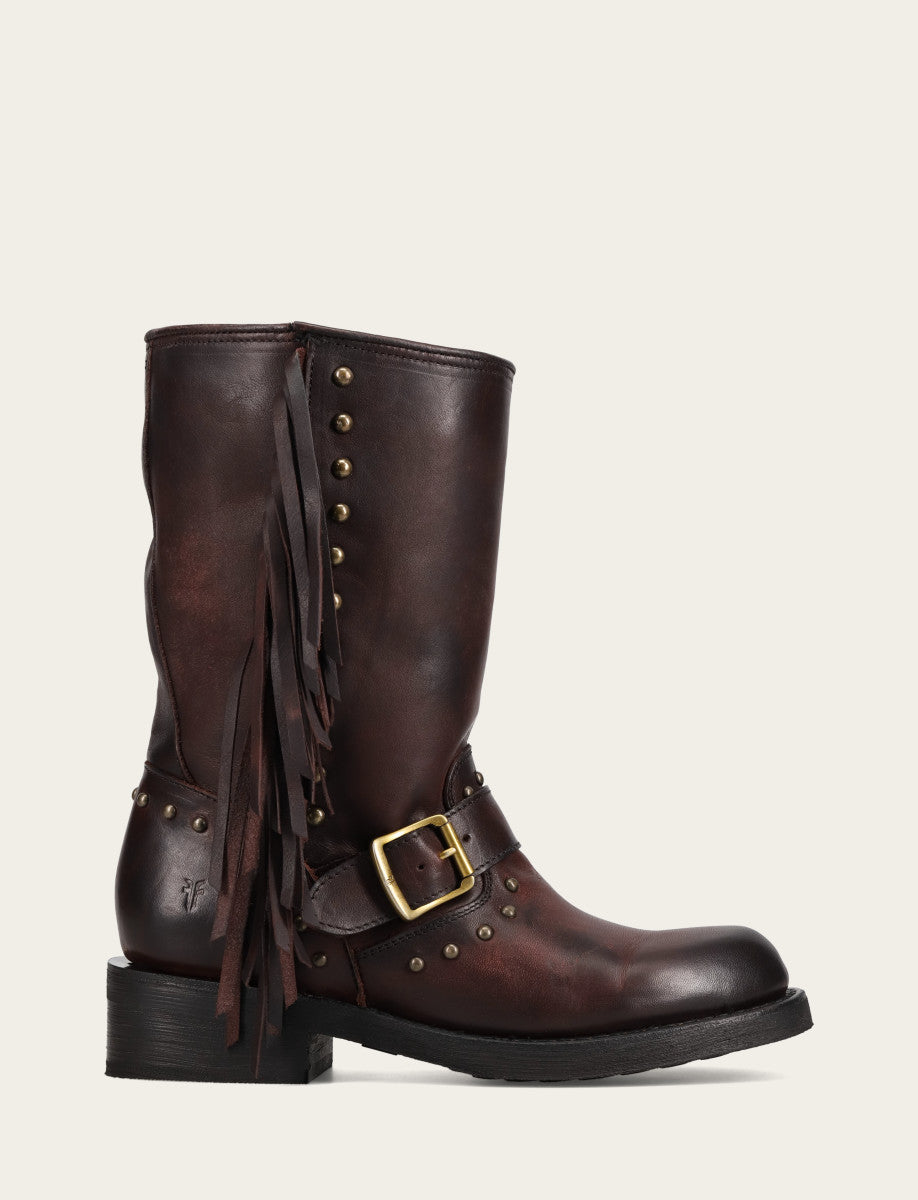Women's Cherry Lacquer Viv Fringe Engineer Boot Frye us