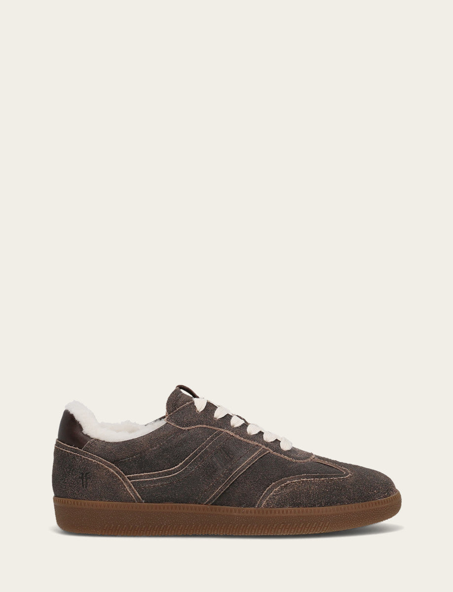 Women's Dark Truffle Milly Low Lace Shearling Sneaker Frye Sale
