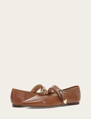 Women's Dark Latte Heather Buckle Mary Jane Flats Frye