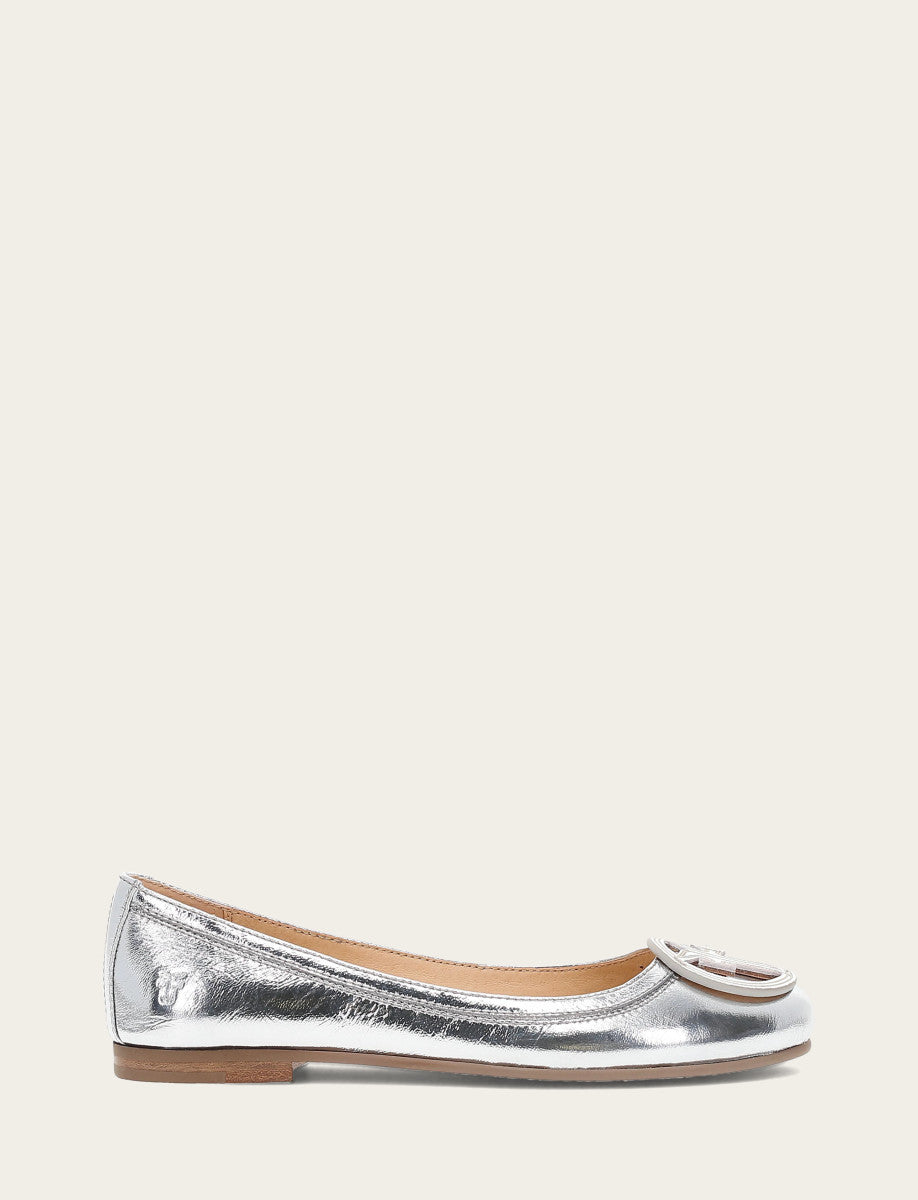 Women's Silver Carson Logo Ballet Flats Frye On sale