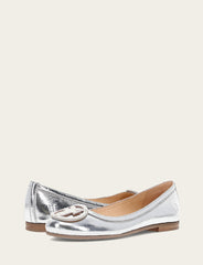Women's Silver Carson Logo Ballet Flats Frye On sale