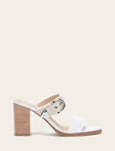 Women's White Ivory Stella Buckle Slide Sandals Frye