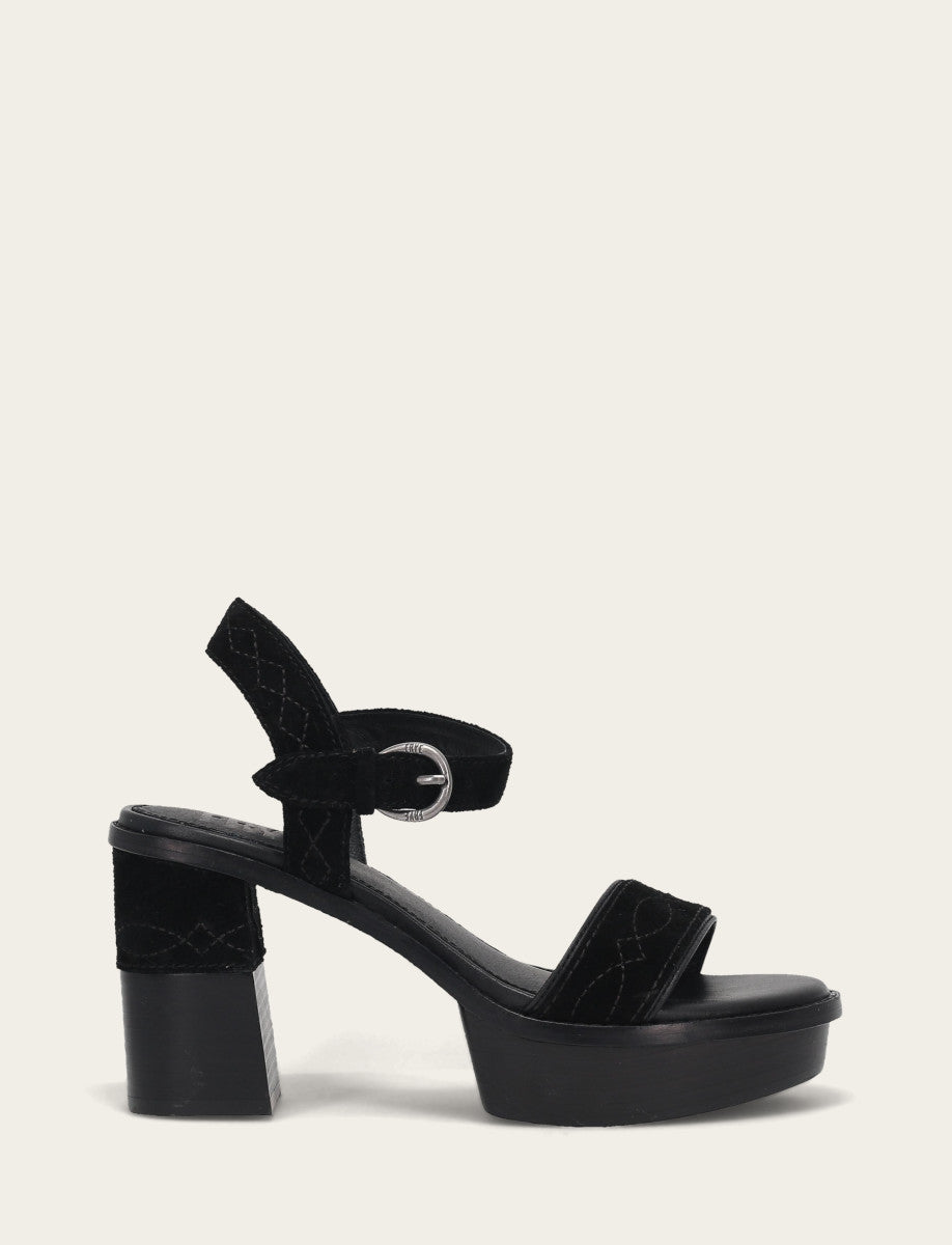 Women’s Black Pipa Woodstock Sandals Frye For Sale