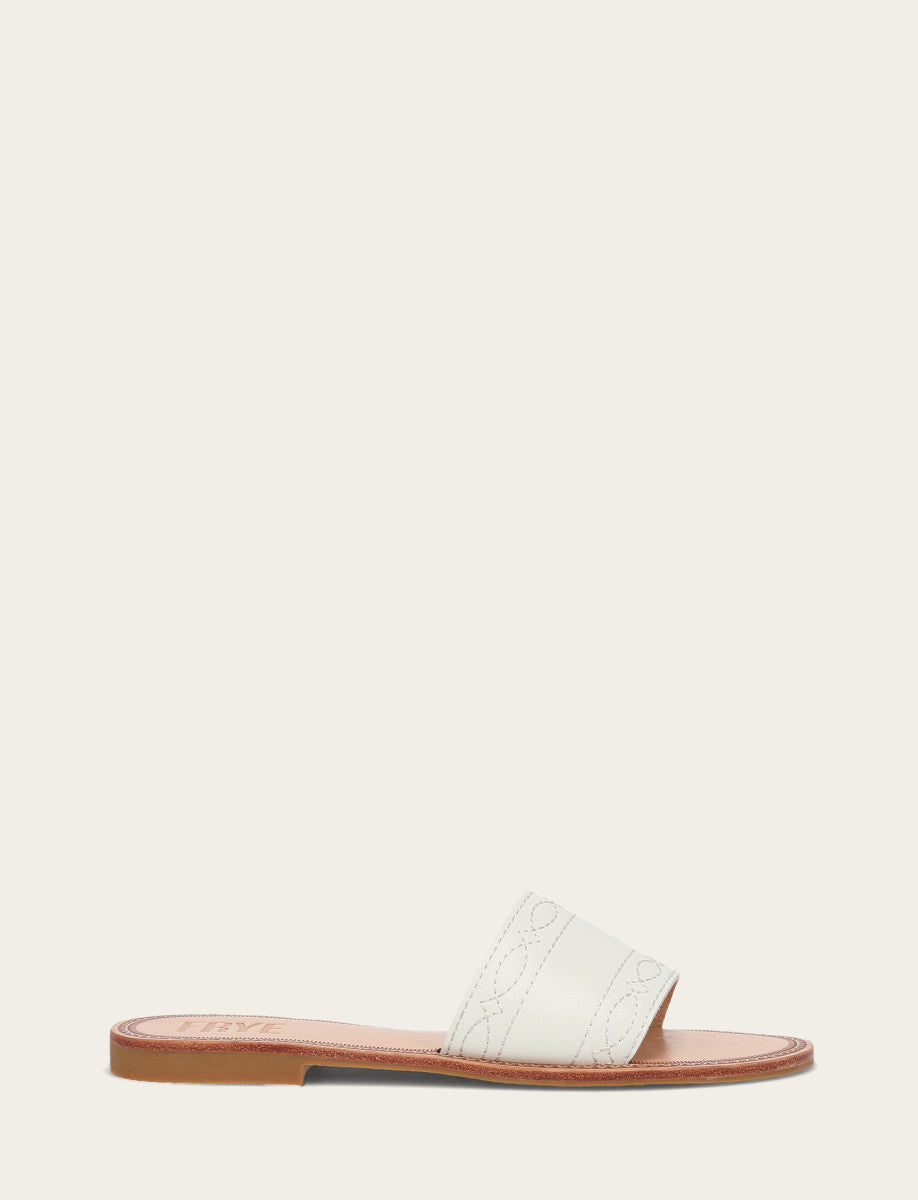 Women's White Ava Woodstock Slide Sandals Frye us