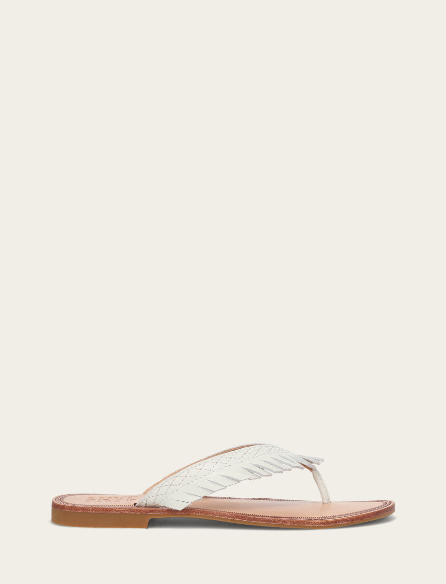 Women's White Ava Fringe Sandals Frye