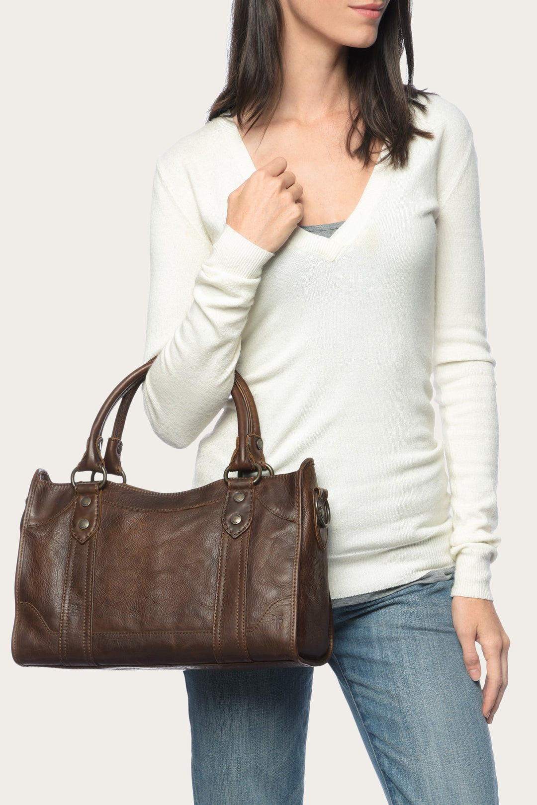 Melissa Dark Brown Satchel Frye us
