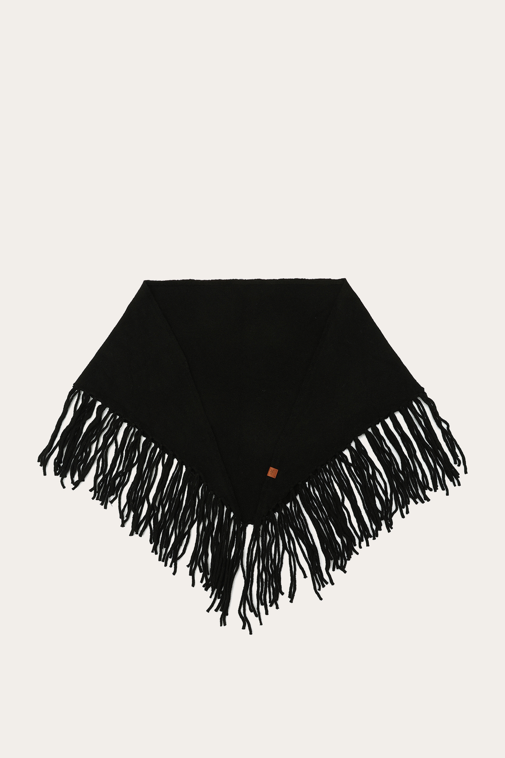 Black Long Fringe Triangle Scarf Frye