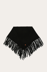 Black Long Fringe Triangle Scarf Frye