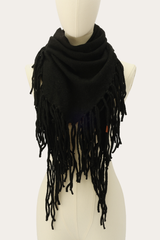Black Long Fringe Triangle Scarf Frye