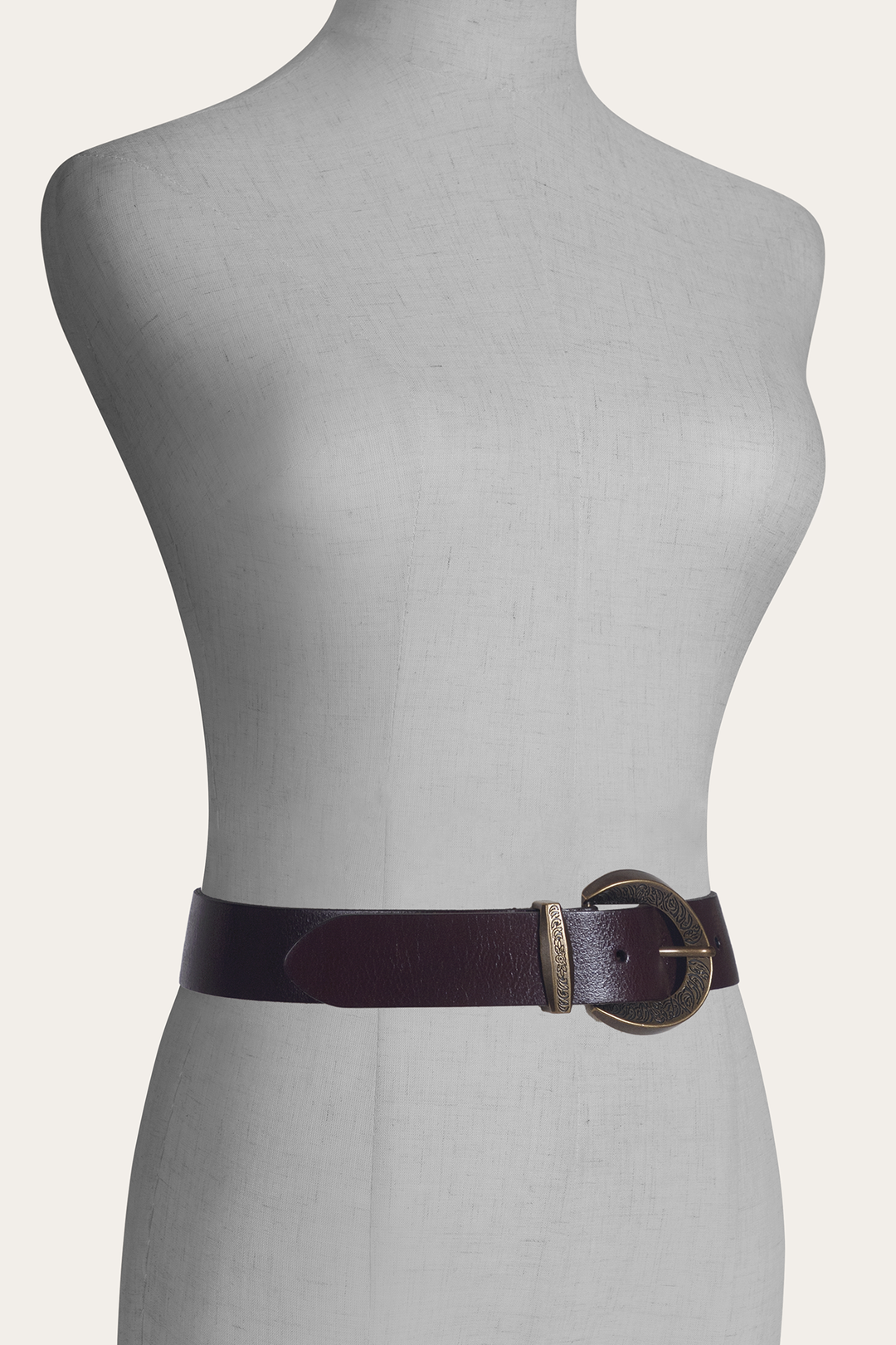 Brown 35mm Engraved Buckle Belt Frye USA