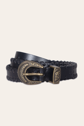 20mm Black Leather Belt With 3-Piece Buckle Set Frye