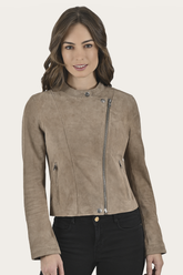 Women’s Taupe Jace Hybrid Biker Racer Suede Jacket Frye Discount