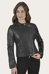 Women’s Black Heathe Leather Racer Jacket Frye Sale