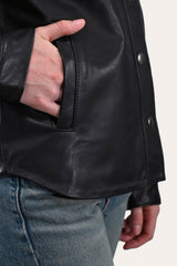 Women’s Black Obadiah Leather Shacket Frye Outlet