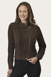 Women’s Dark Brown Cassidy Aged Lamb Leather Biker Jacket Frye us