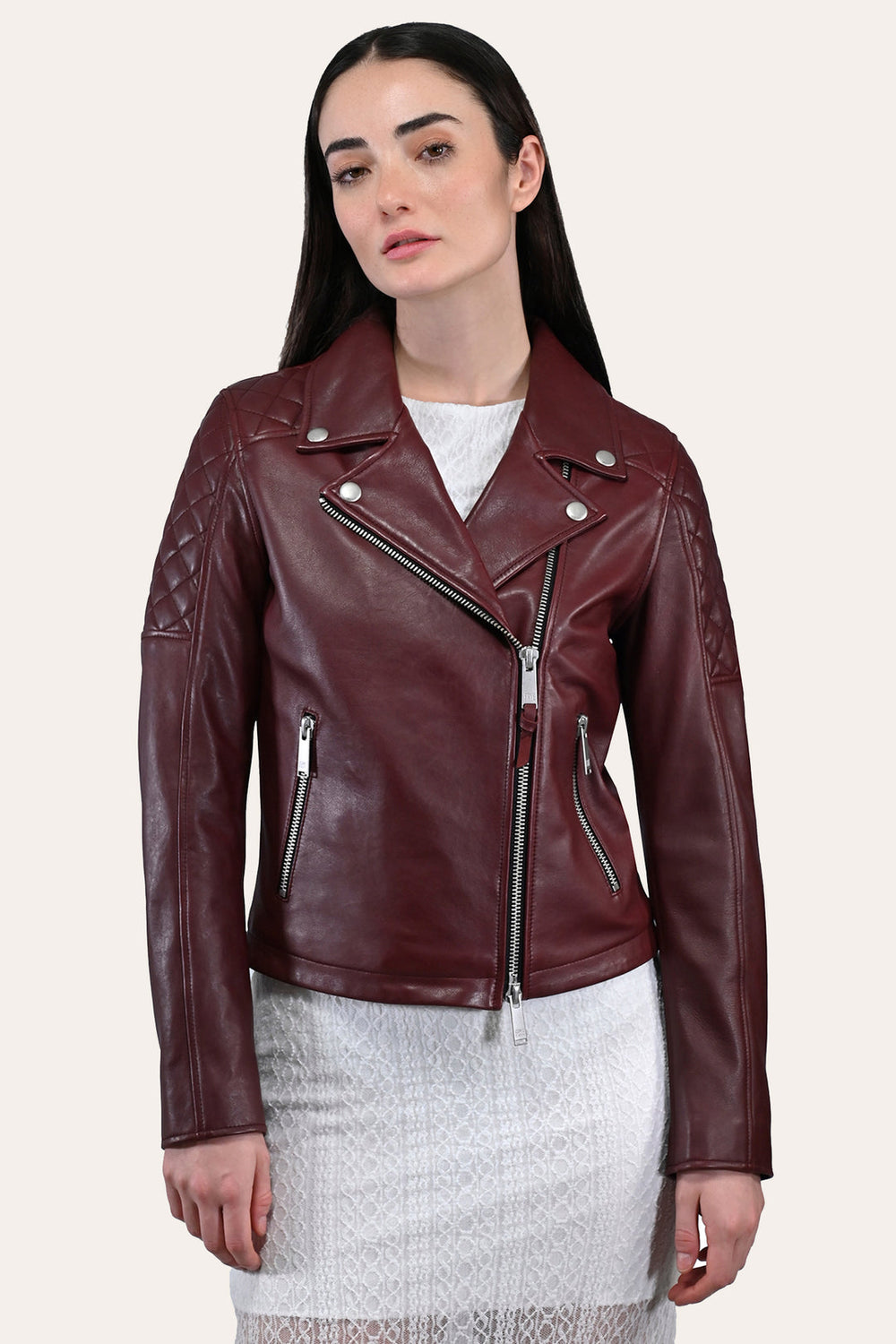 Women’s Oxblood Oklahoma Nappa Leather Biker Jacket Frye Online