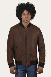 Men’s Cognac Clay Leather Bomber Jacket Frye Discount