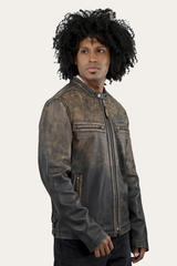 Men’s Brown Beige Leland Ombre Leather Jacket Frye For Sale