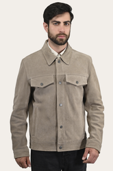 Men’s Taupe Trailblazer Suede Trucker Jacket Frye us