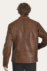 Men’s Tobacco Huck Cowhide Racer Leather Jacket Frye Sale