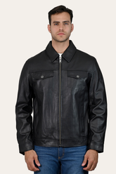 Men’s Black Durango Trucker Leather Jacket Frye For Sale