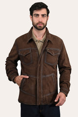 Men’s Dark Brown Brody Suede Shacket Frye