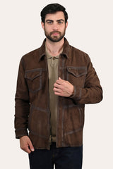 Men’s Dark Brown Brody Suede Shacket Frye