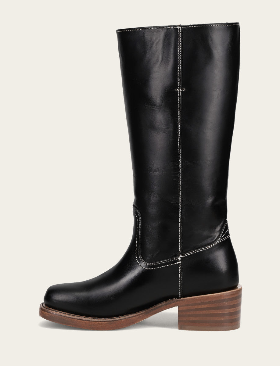 Women's Campus 14L Jet Black Wide Calf Boots Frye