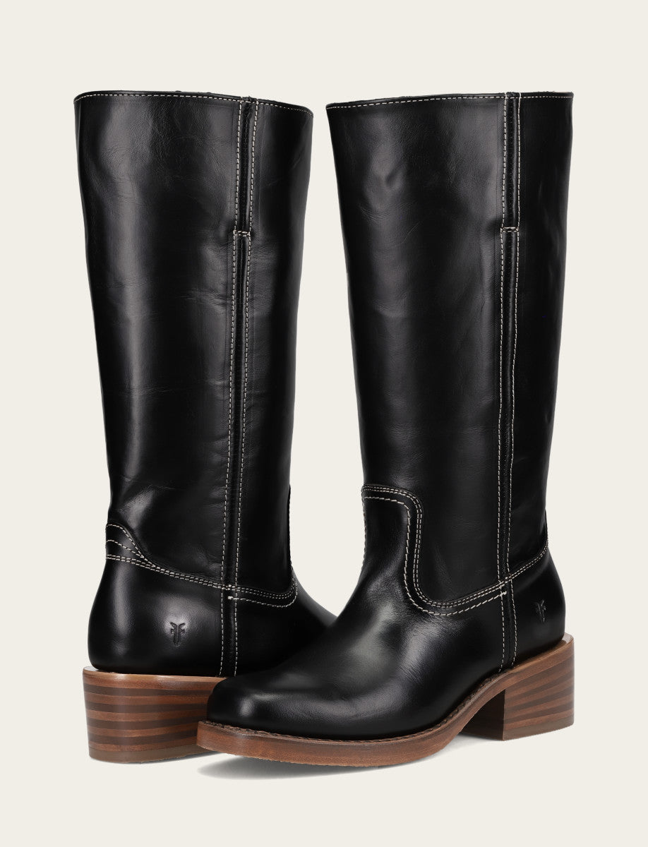 Women's Campus 14L Jet Black Wide Calf Boots Frye