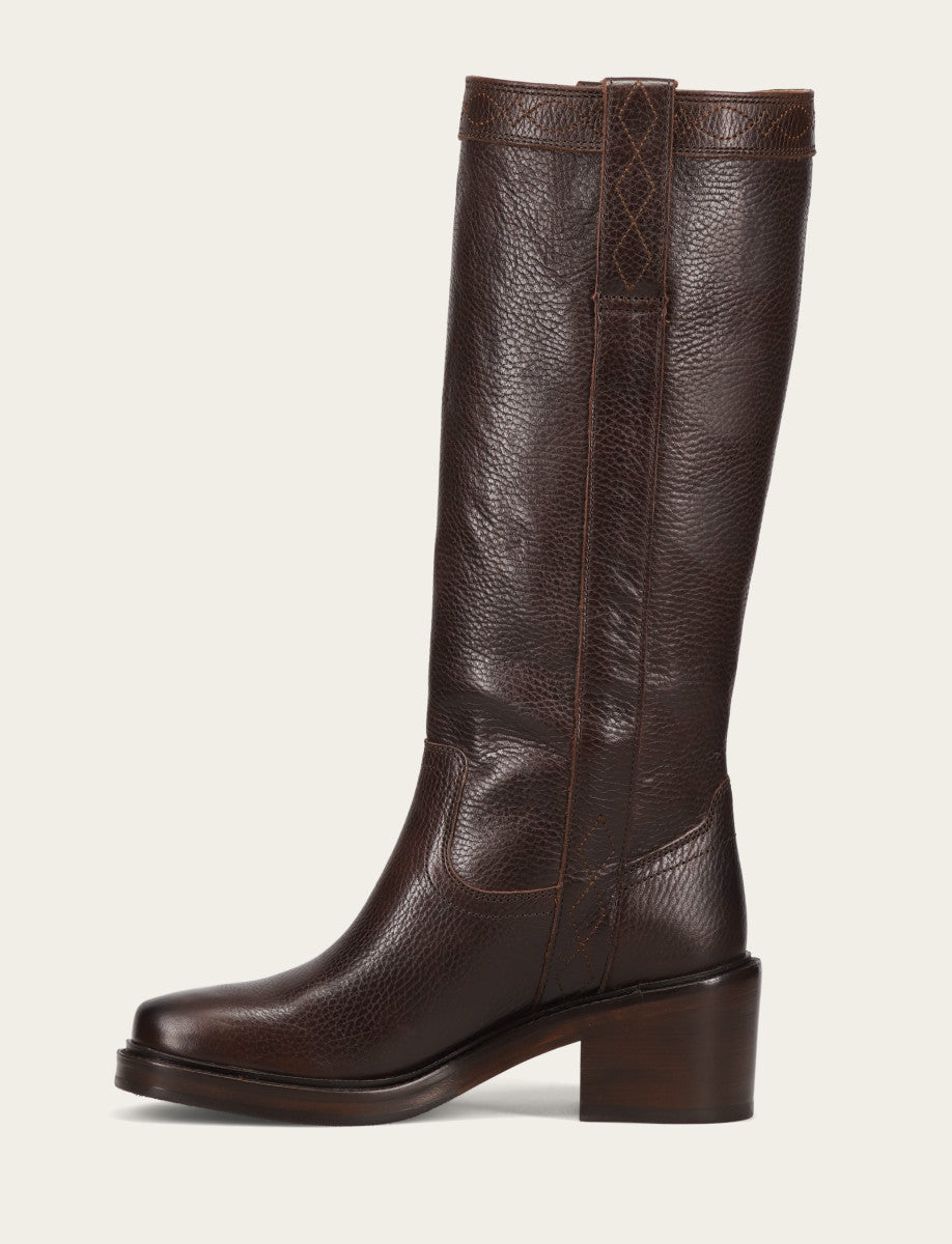Women's Dark Brown Kate Pull On Wide Calf Tall Boots Frye Outlet