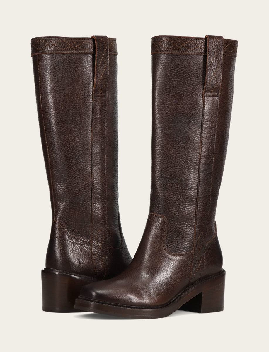 Women's Dark Brown Kate Pull On Wide Calf Tall Boots Frye Outlet