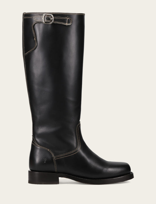 Women's Black Campus Low Heel Tall Riding Boot Frye