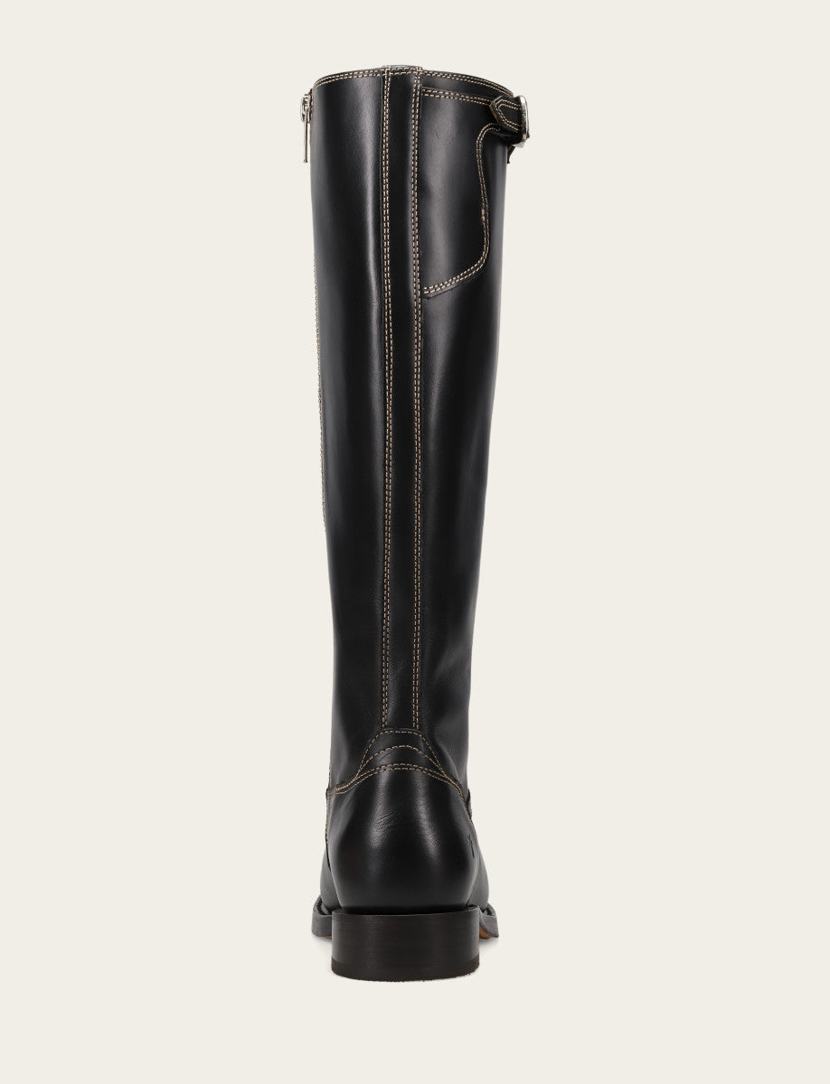 Women's Black Campus Low Heel Tall Riding Boot Frye