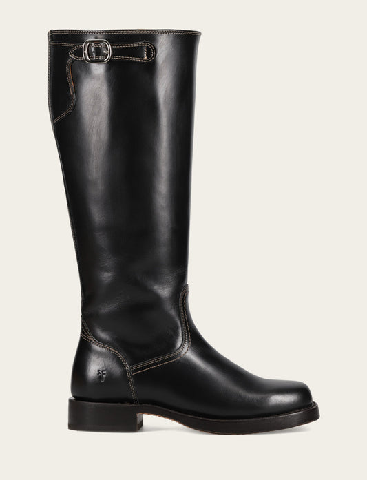 Women's Black Campus Low Heel Tall Riding Wide Calf Boot Frye Discount