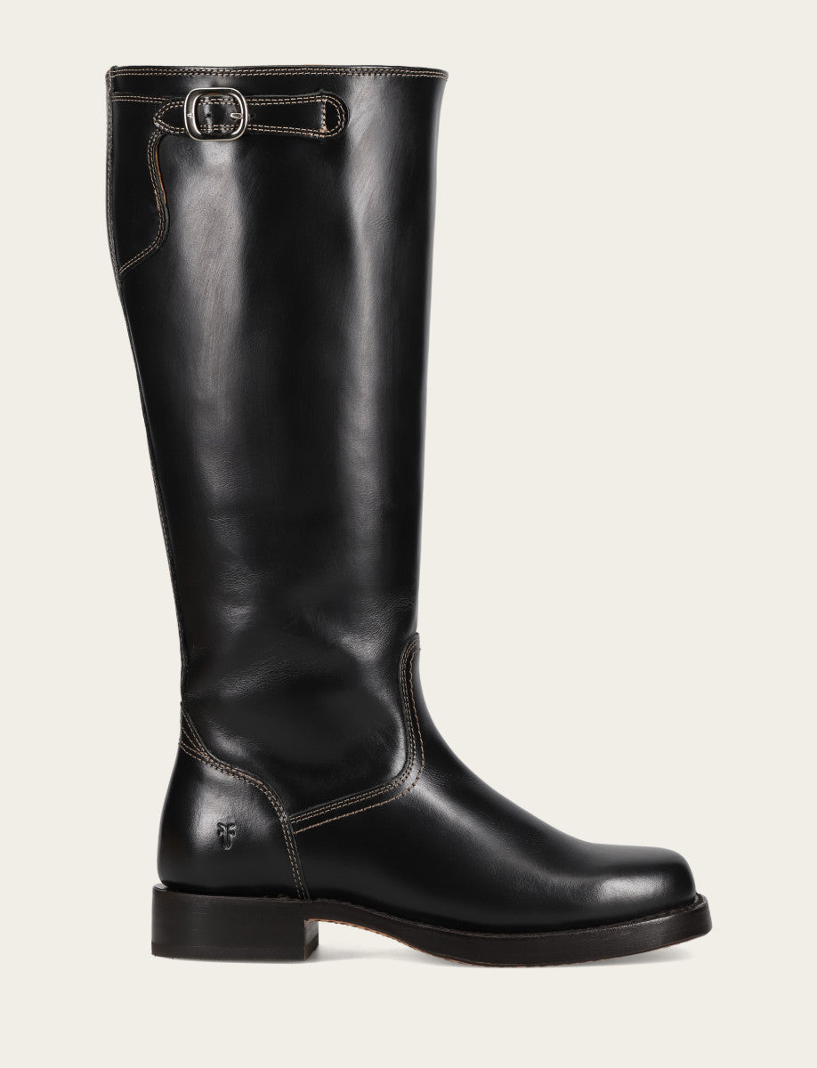 Women's Black Campus Low Heel Tall Riding Wide Calf Boot Frye Discount