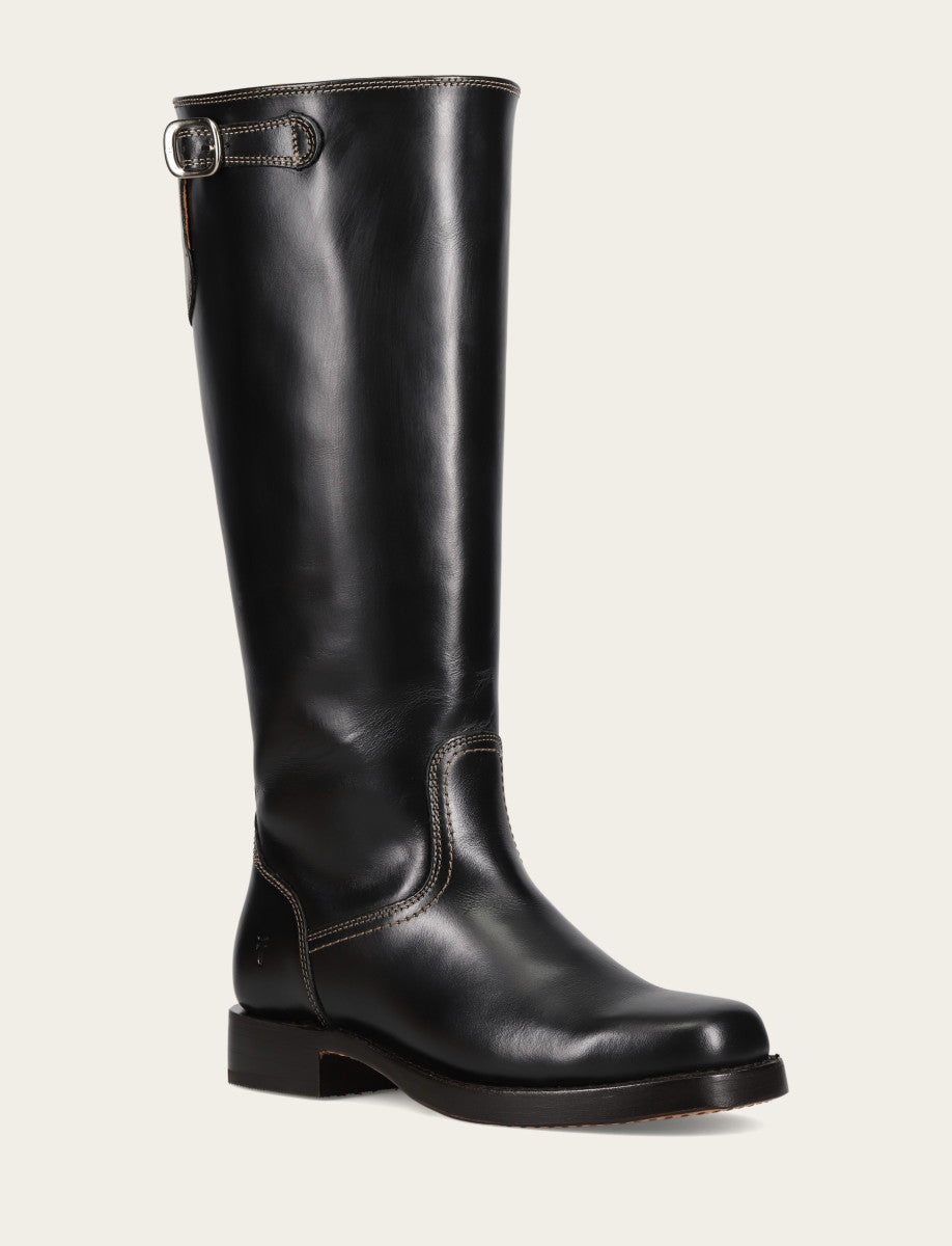 Women's Black Campus Low Heel Tall Riding Wide Calf Boot Frye Discount