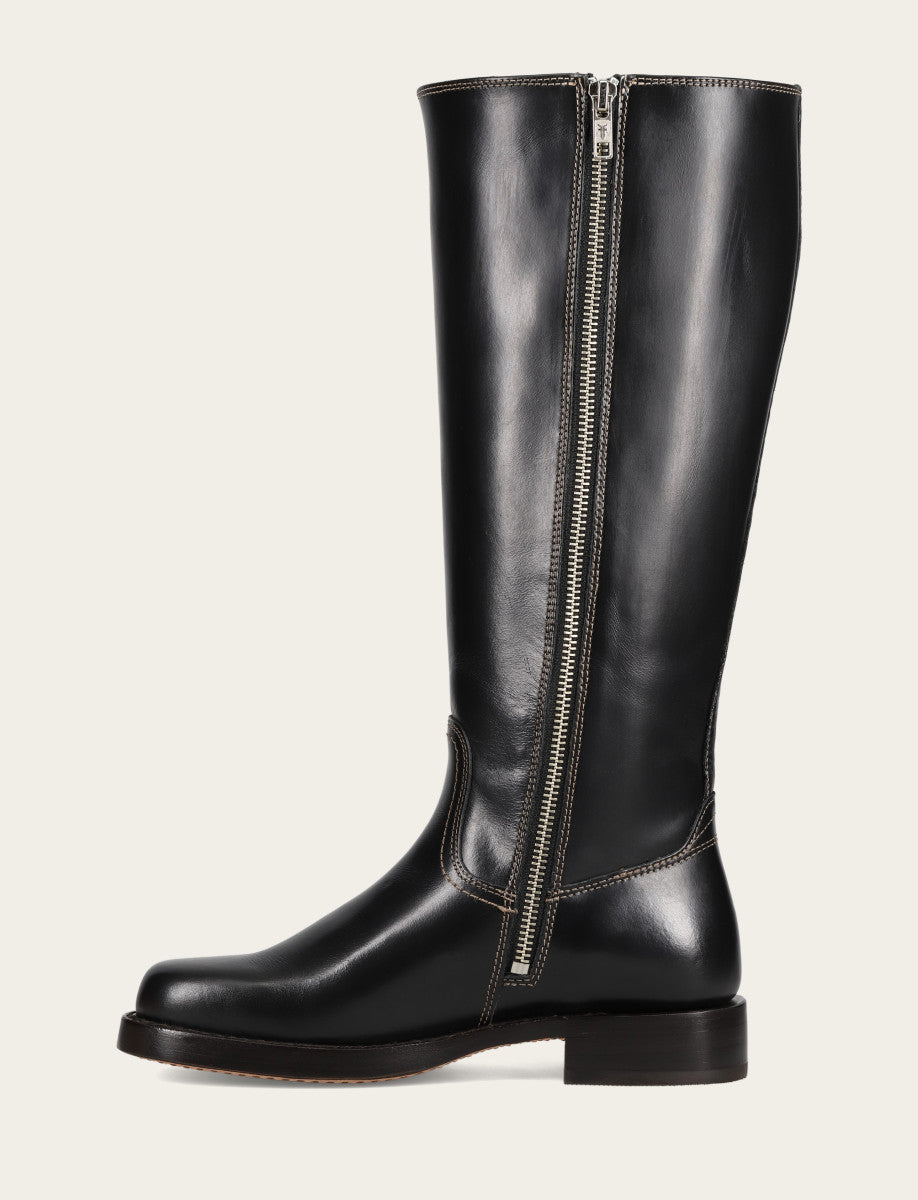 Women's Black Campus Low Heel Tall Riding Wide Calf Boot Frye Discount