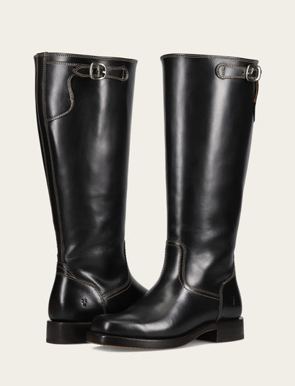 Women's Black Campus Low Heel Tall Riding Wide Calf Boot Frye Discount