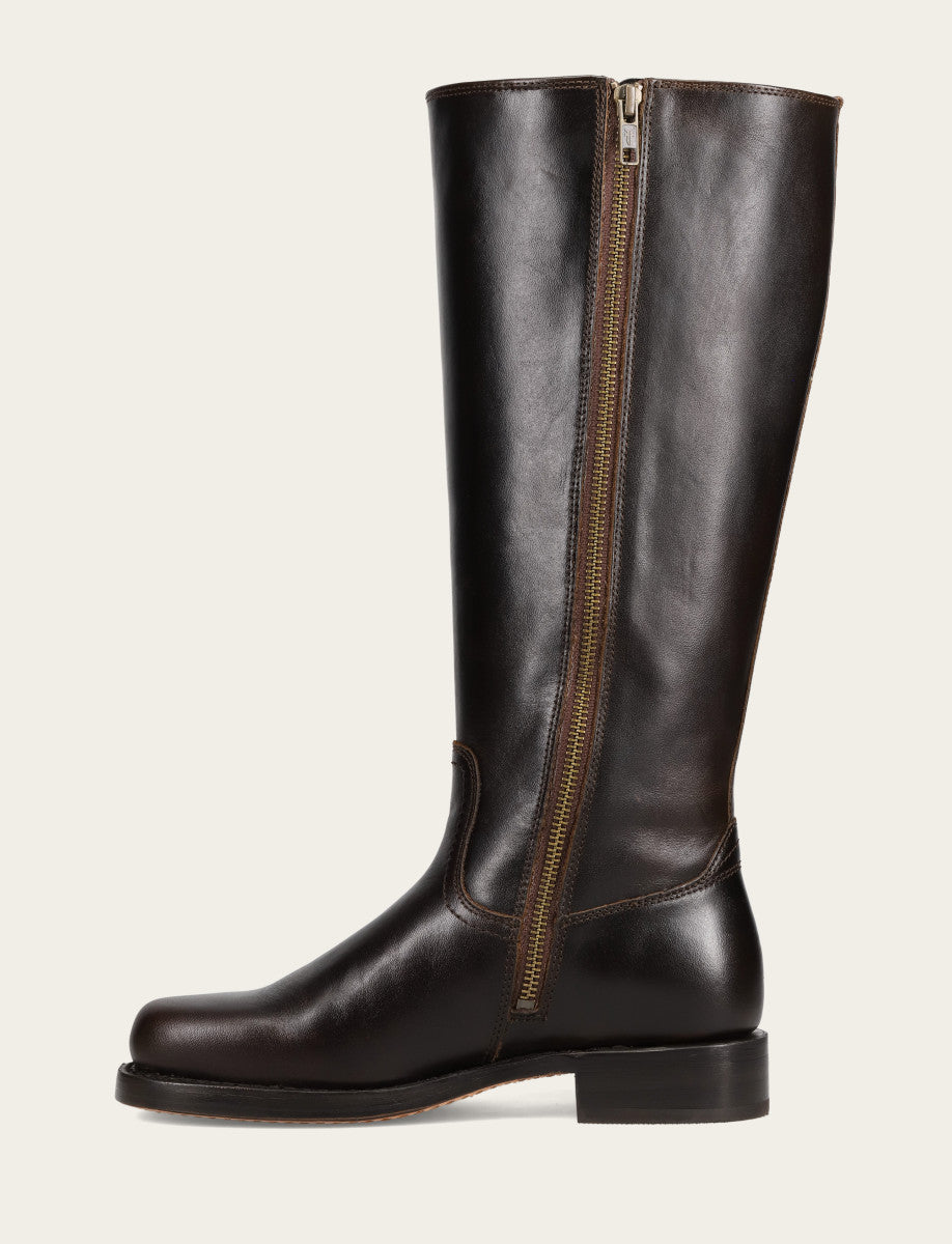 Women's Bourbon Campus Low Heel Tall Riding Wide Calf Boot Frye USA