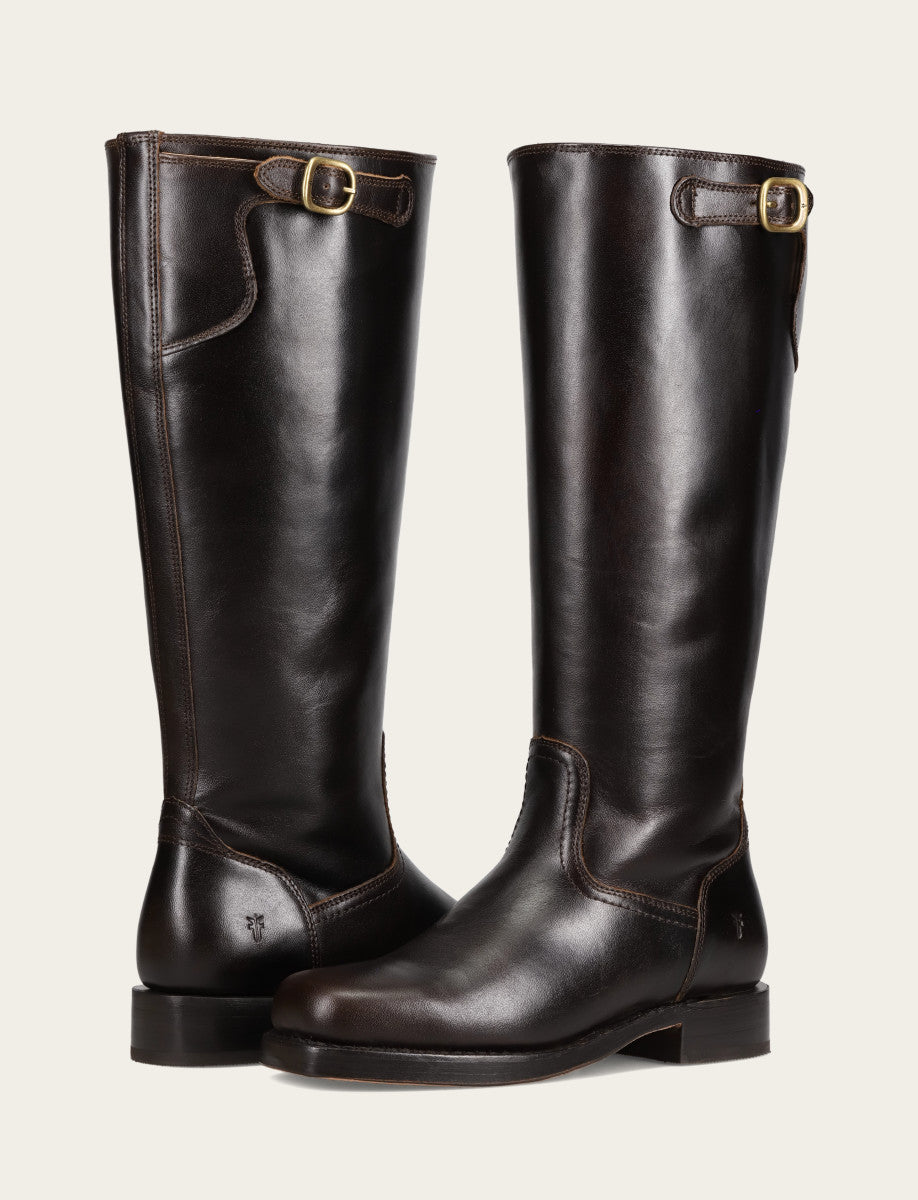Women's Bourbon Campus Low Heel Tall Riding Wide Calf Boot Frye USA