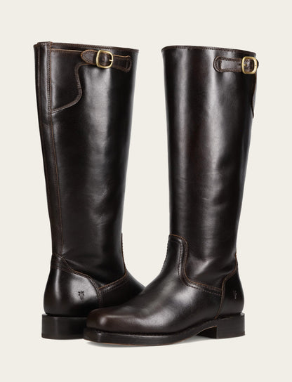 Women's Bourbon Campus Low Heel Tall Riding Wide Calf Boot Frye USA