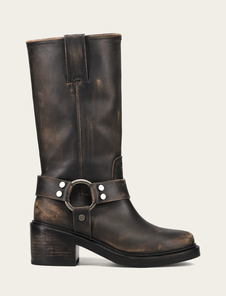 Women's Distressed Black Kate Harness Boot Frye