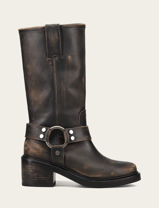 Women's Distressed Black Kate Harness Boot Frye