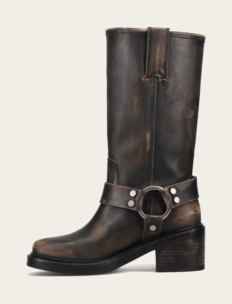 Women's Distressed Black Kate Harness Boot Frye