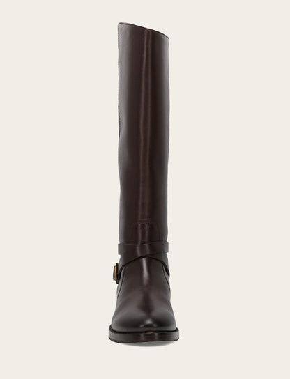 Women's Dark Brown Melissa Belted Riding Boot Frye USA
